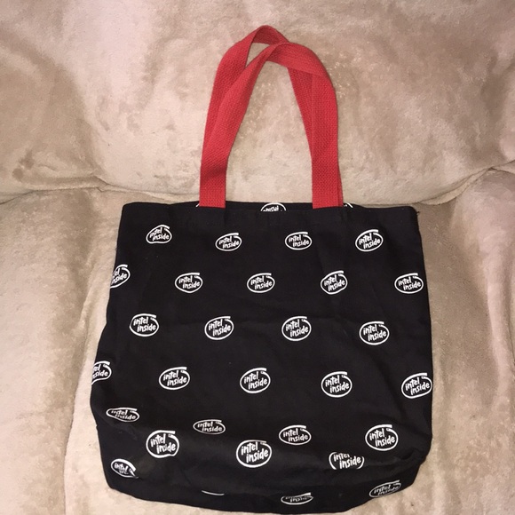 Intel inside canvas tote bag black white red 💕 - Picture 2 of 6